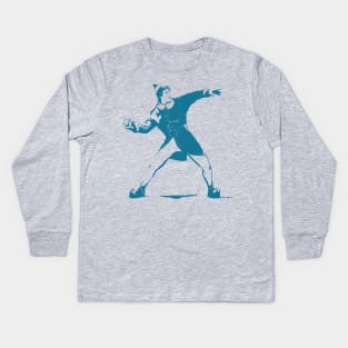 Snowball Thrower (blue) Kids Long Sleeve T-Shirt